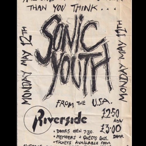 flyer-sonic-youth-riverside-1986-a Flyer SONIC YOUTH Riverside May 1986