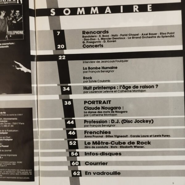 Revue CHANSON n°9 mars 1984